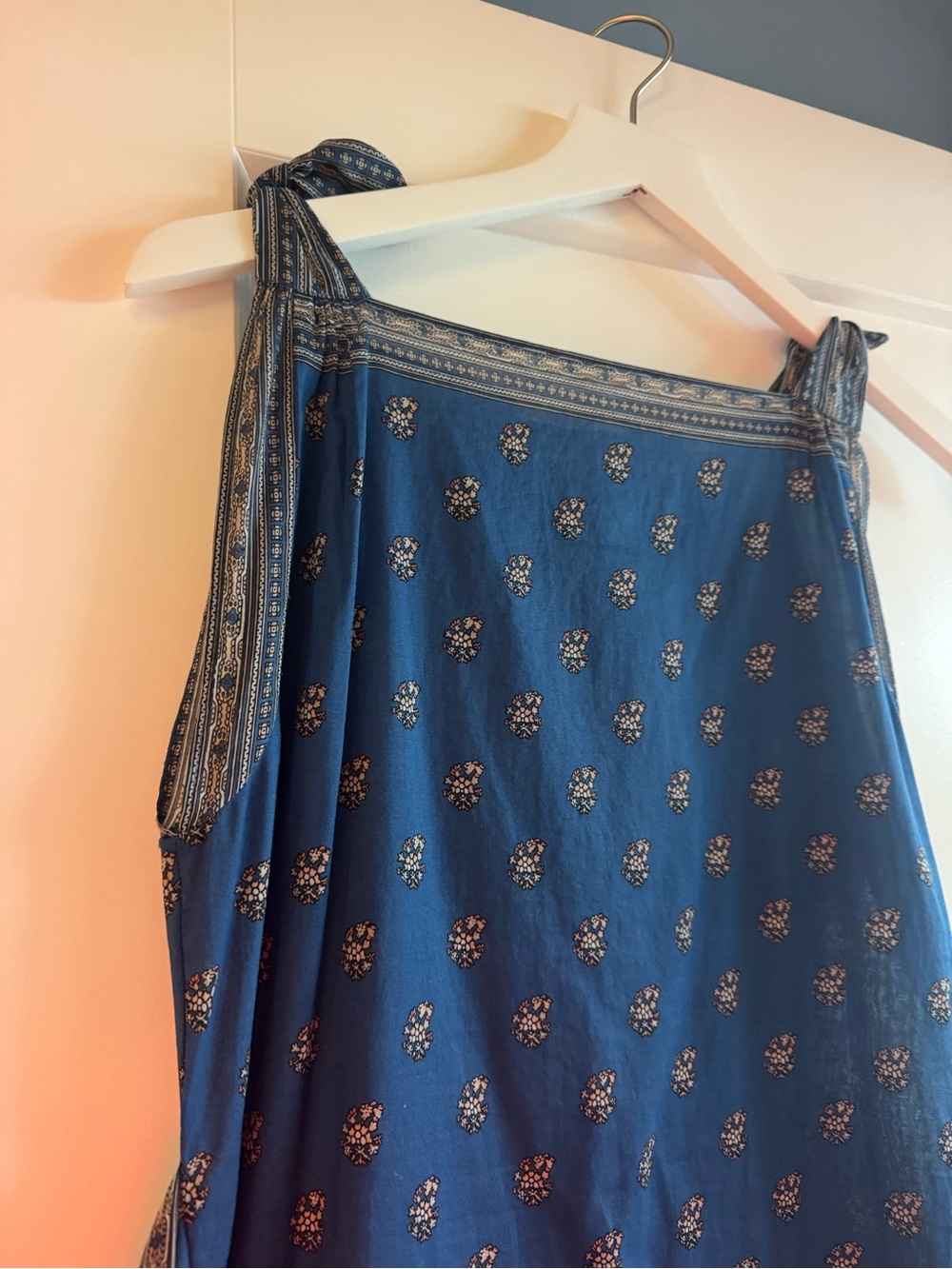 New w/o tags: Doen “Amorette” dress - Blue Floral Maxi Dress with Tie Straps - Picture 3 of 5